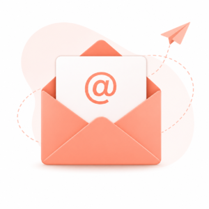 Email icon featuring an envelope with an '@' symbol, symbolizing contact for property appraisal inquiries at Heritage Valuation Group in Florida.