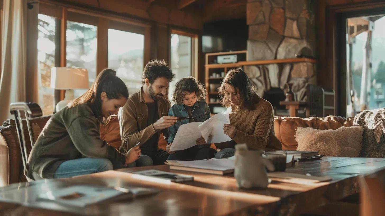 Family discussing home refinancing in a cozy living room