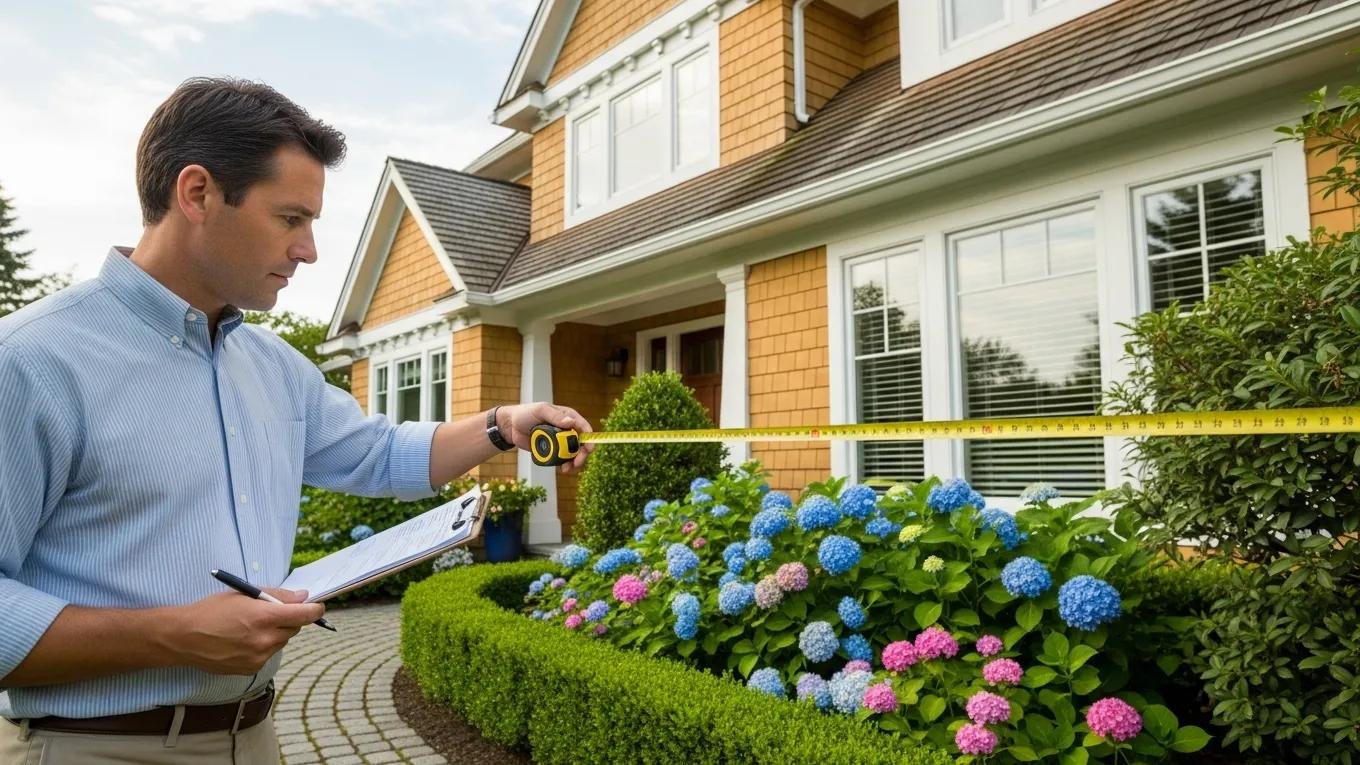 Appraiser measuring a home during the appraisal process