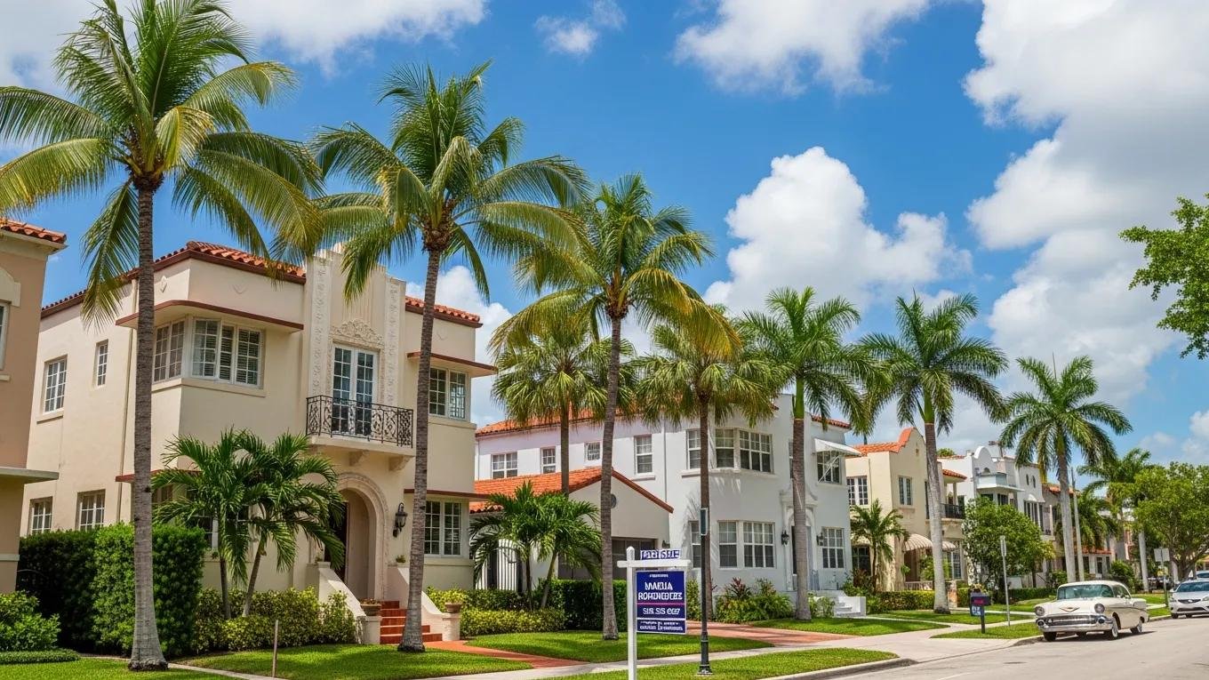 Miami-Dade neighborhood showcasing diverse residential properties and palm trees