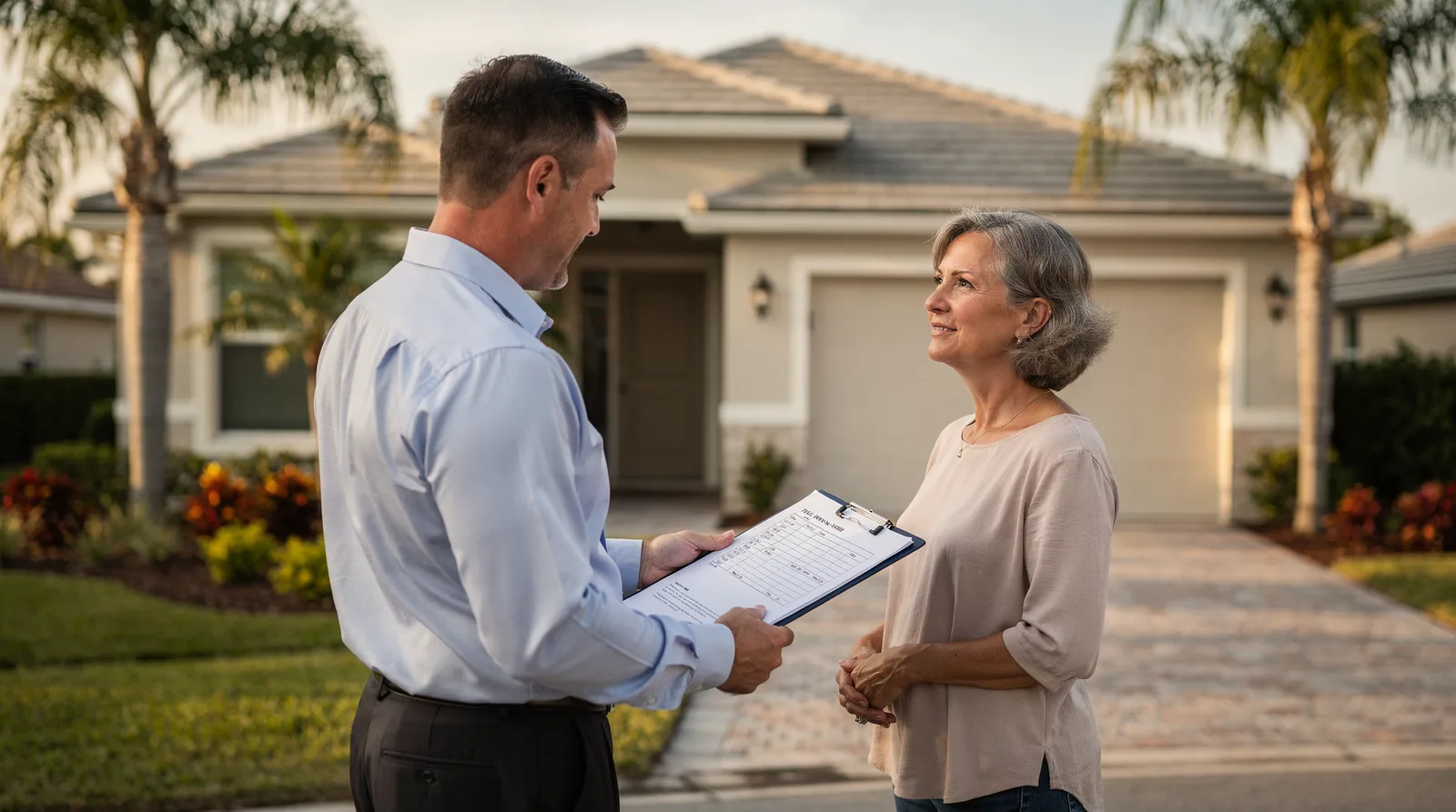 Appraiser meeting a homeowner in Fort Myers, Florida